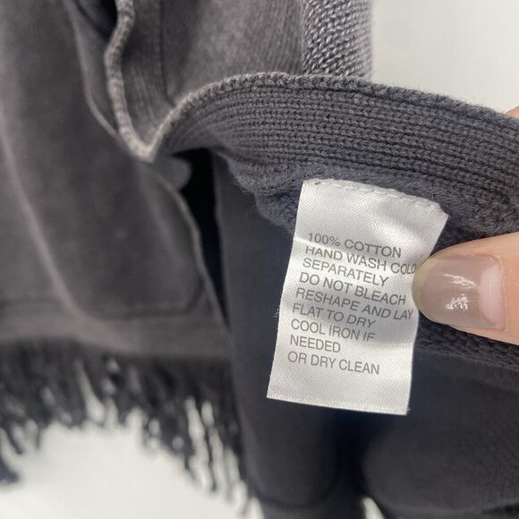 Joes Jeans Collection Size Small Black Poncho Sweater Cotton Fringe Pockets Boho - Picture 7 of 11